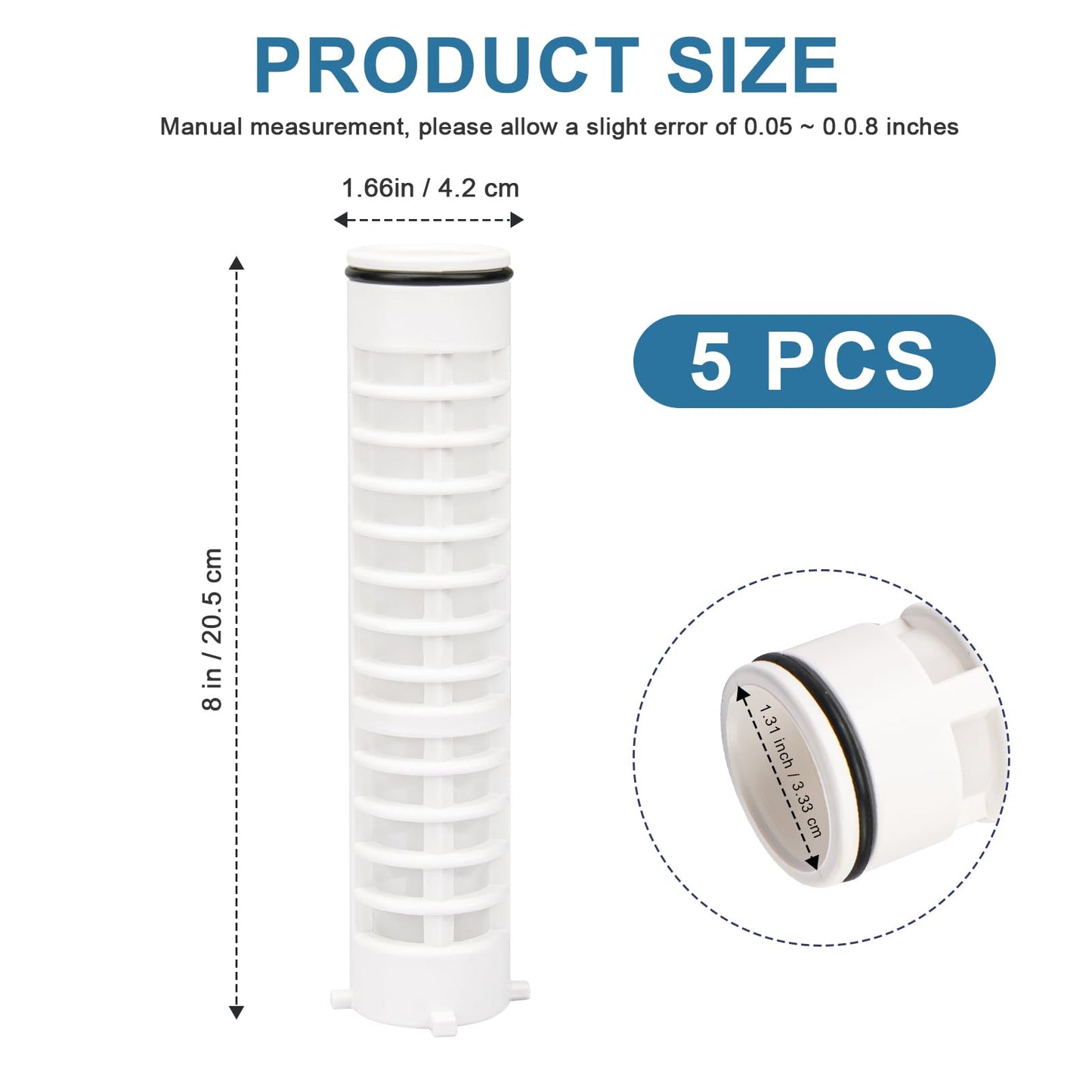 Replacement 1-1/2" 100 Mesh Spin Down Filter Screen FS1-1/2-Re for Rusco & Vu-Flow Filtration System, FS1 1/2-100 Water Filter Element Effectively Filters Sand and Silt, Protecting Plumbing - 5 PACK