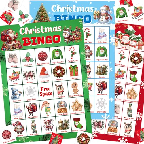 Christmas Bingo Game for 24 Players - Cute Holiday Edition