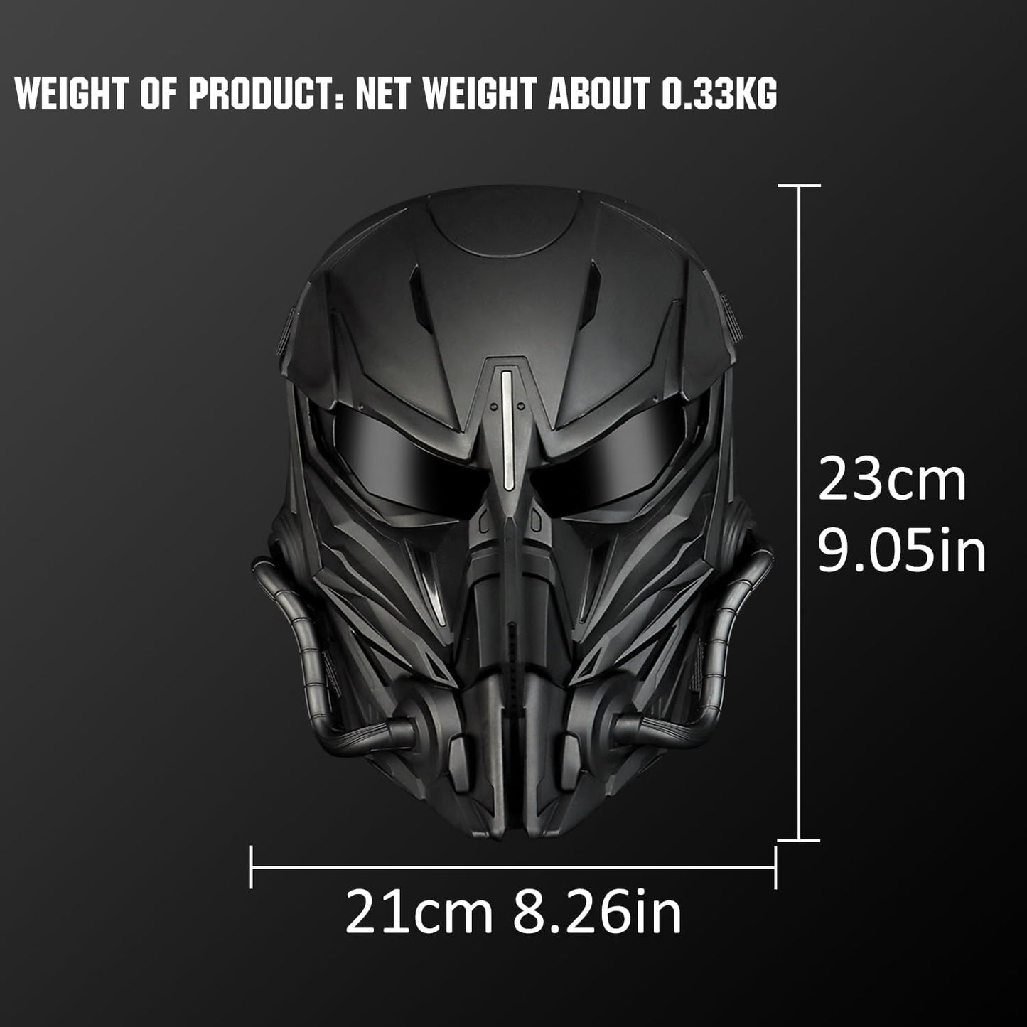 Airsoft Skull Full Face Protective Mask,Gray Lens for Cs Wargame Halloween Cosplay Costume PartyTactical Airsoft Mask (Black)