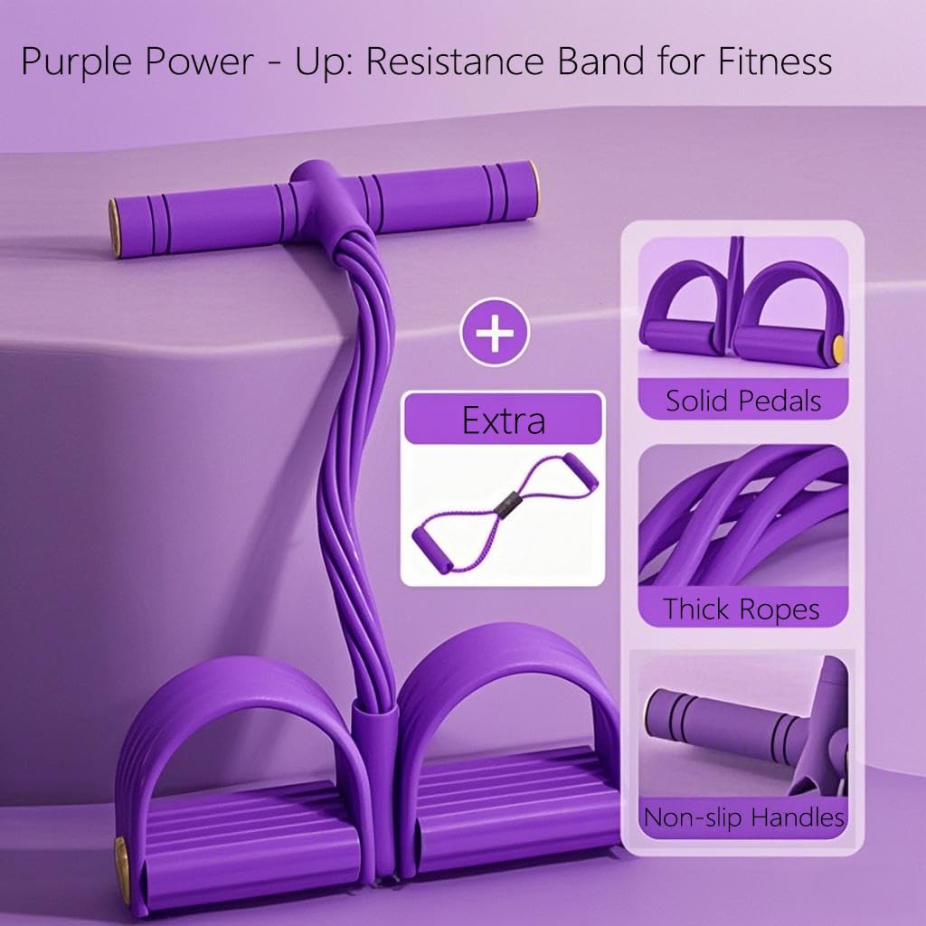 Lenporl 6-Tube Pedal Ankle Puller Resistance Bands with Free Figure 8 Exercise Bands Included,Pedal Puller Resistance Band with Handle for Home Gym,Yoga & Pilates,Ideal to Tone Arms,Abs,Waist Unisex