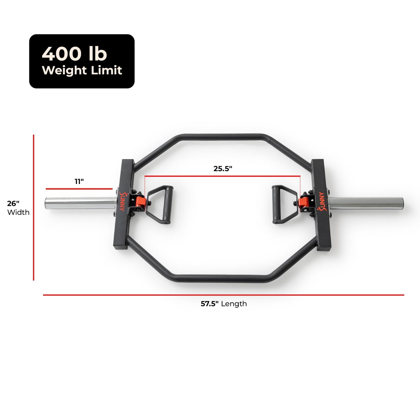 Sunny Health & Fitness Olympic Hex Trap Bar, Swivel Handles for Deadlifts