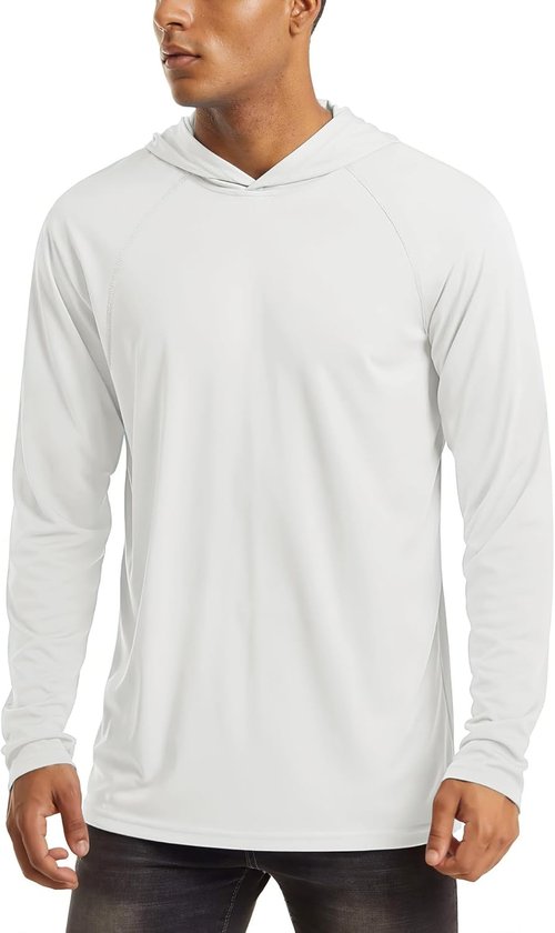 MAGCOMSEN Men's Long Sleeve Hooded Fishing Shirt - UPF 50+ Sun Protection Rash Guard