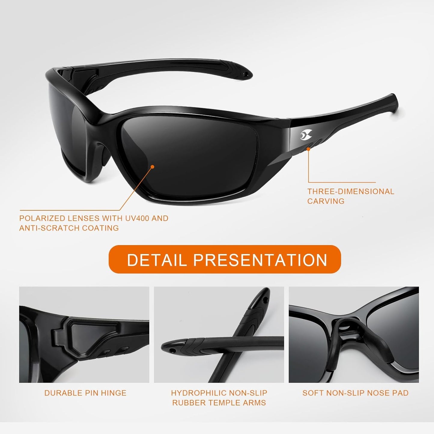 Suoso Polarized Sports Sunglasses for Men & Women - UV400 Protection Wrap Around Goggles for Fishing & Driving