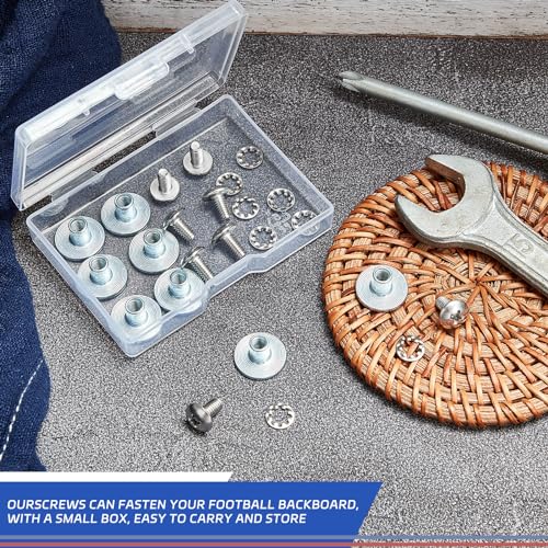 Football Backplate Screws Set - 8 Round Silver Fasteners