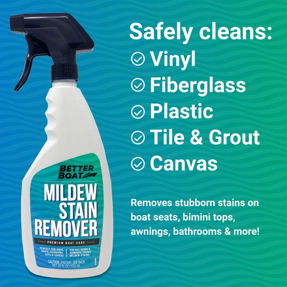 Better Boat Mold and Mildew Stain Remover - 22oz Spray for Fabric, Vinyl, Tile & Grout