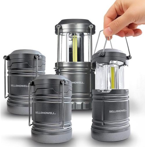Bell+Howell Multipurpose Camping Lanterns - 4 Pack, Collapsible, Waterproof, Bright LED Lights
