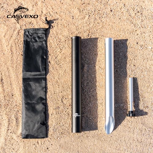 Casvexo 1/2 Pack Aluminum Sand Spikes for Surf Fishing Rod Holder, Telescopic & Portable, Adjustable with Storage Bag