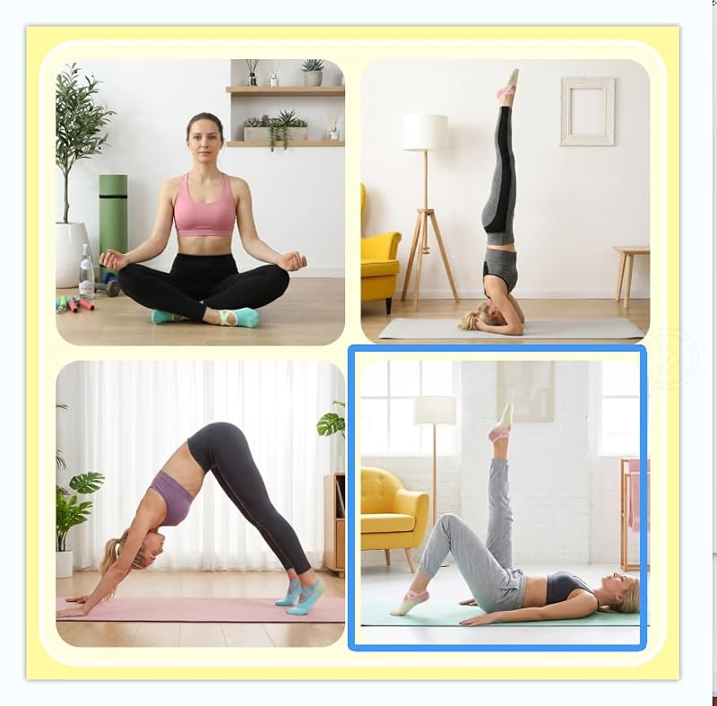 6 Pairs Color Gradient Pilates Socks for Women with Straps