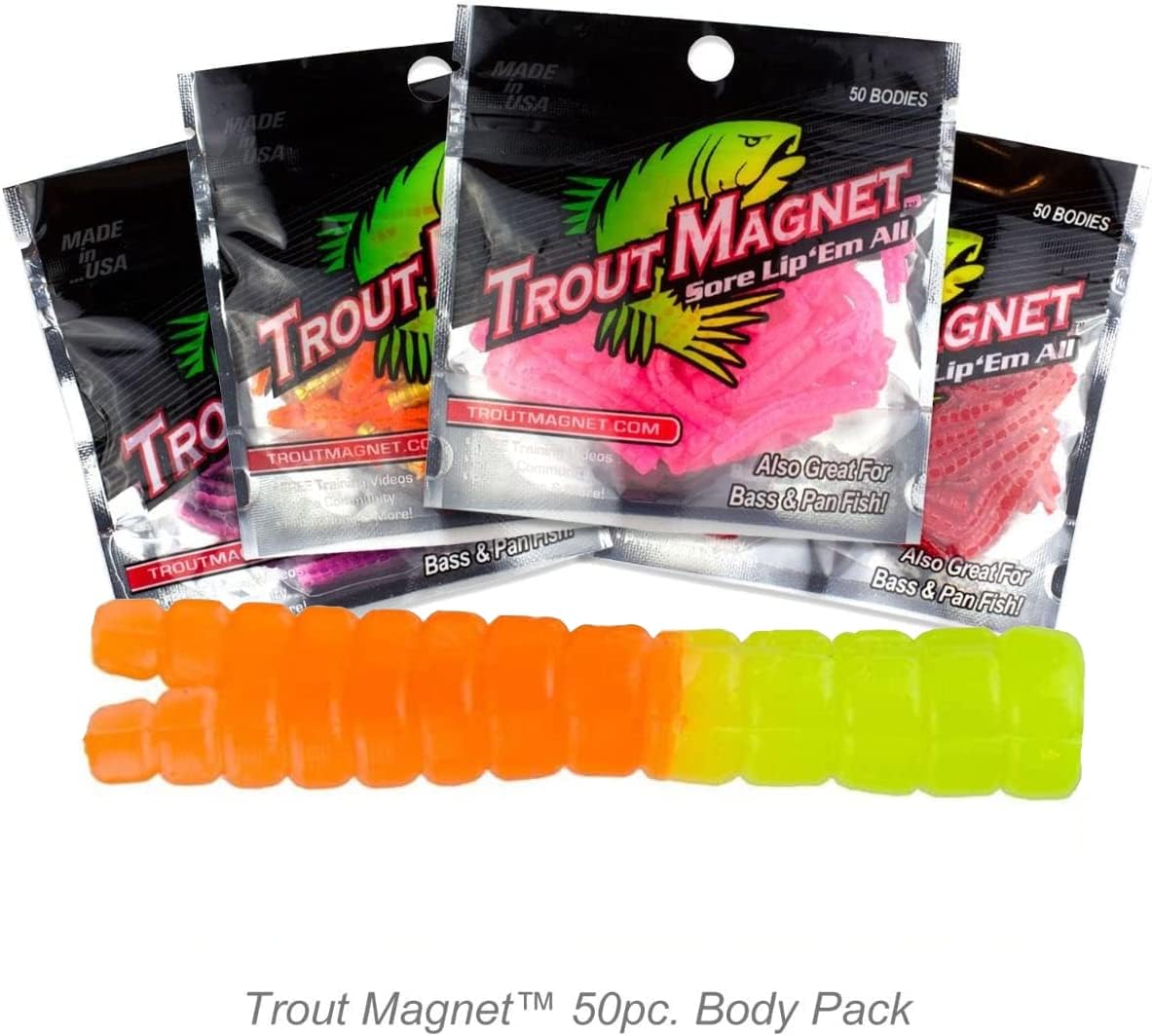 Trout Magnet | 50-Pack Split-Tail Grub Bodies for Effective Trout Fishing