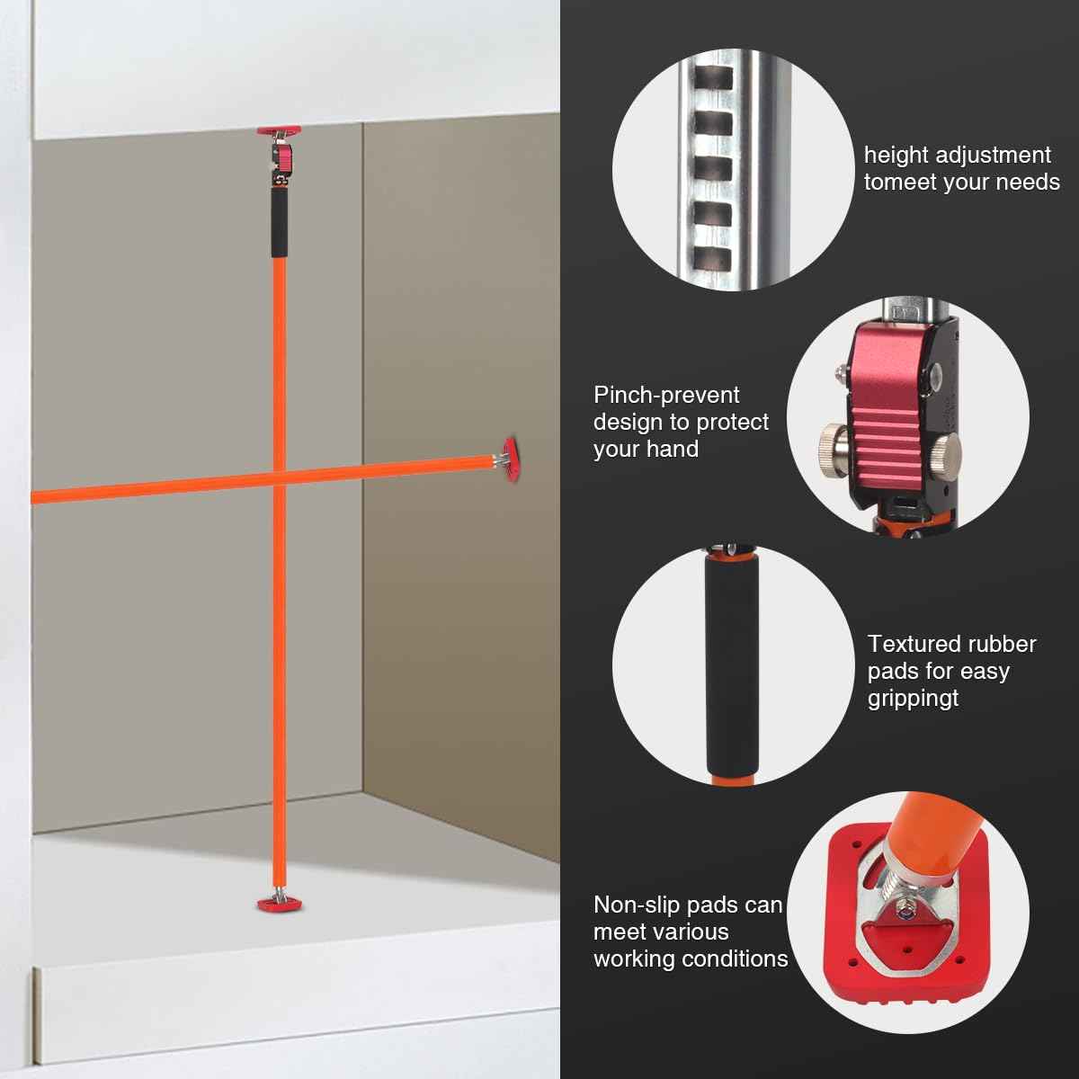 Adjustable Support Pole, Quick-Adjustable Telescopic Rod Support System, Supports Up to 154 lbs of Cabinet Lift Jacks, Dust Barrier Poles, Drywalls (2PACK 57~114INCH)