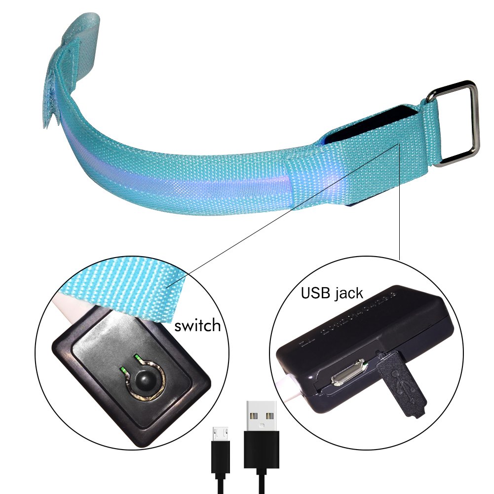 Fashion&cool LED Slap Band, USB Rechargeable Light Up Sport Armband, Glow in the Dark Adjustable Bracelets for Men&Women, Night Safety Lights for Running, Jogging Cycling, Hiking