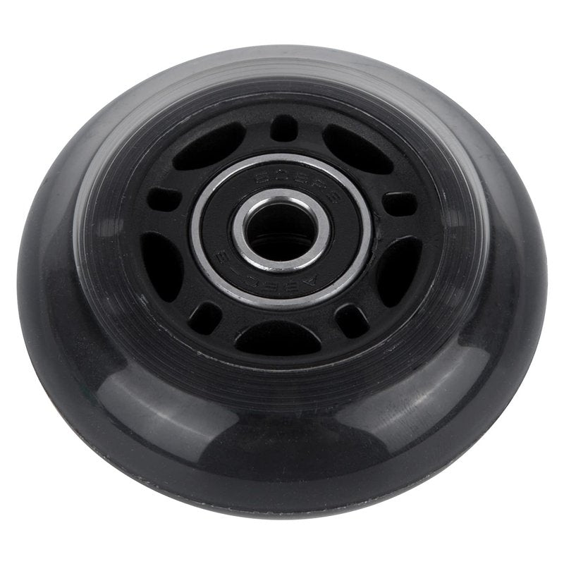 AOWESM 64mm Inline Skate Wheels 82a w/Bearings ABEC-9 for Rollerblade, Pelican Storm Case, Roller Board Bag, Carry-on Luggage Suitcase, Water Rower Seat, Steady Rest Wood Lathe, etc (4 Pack) (Black)