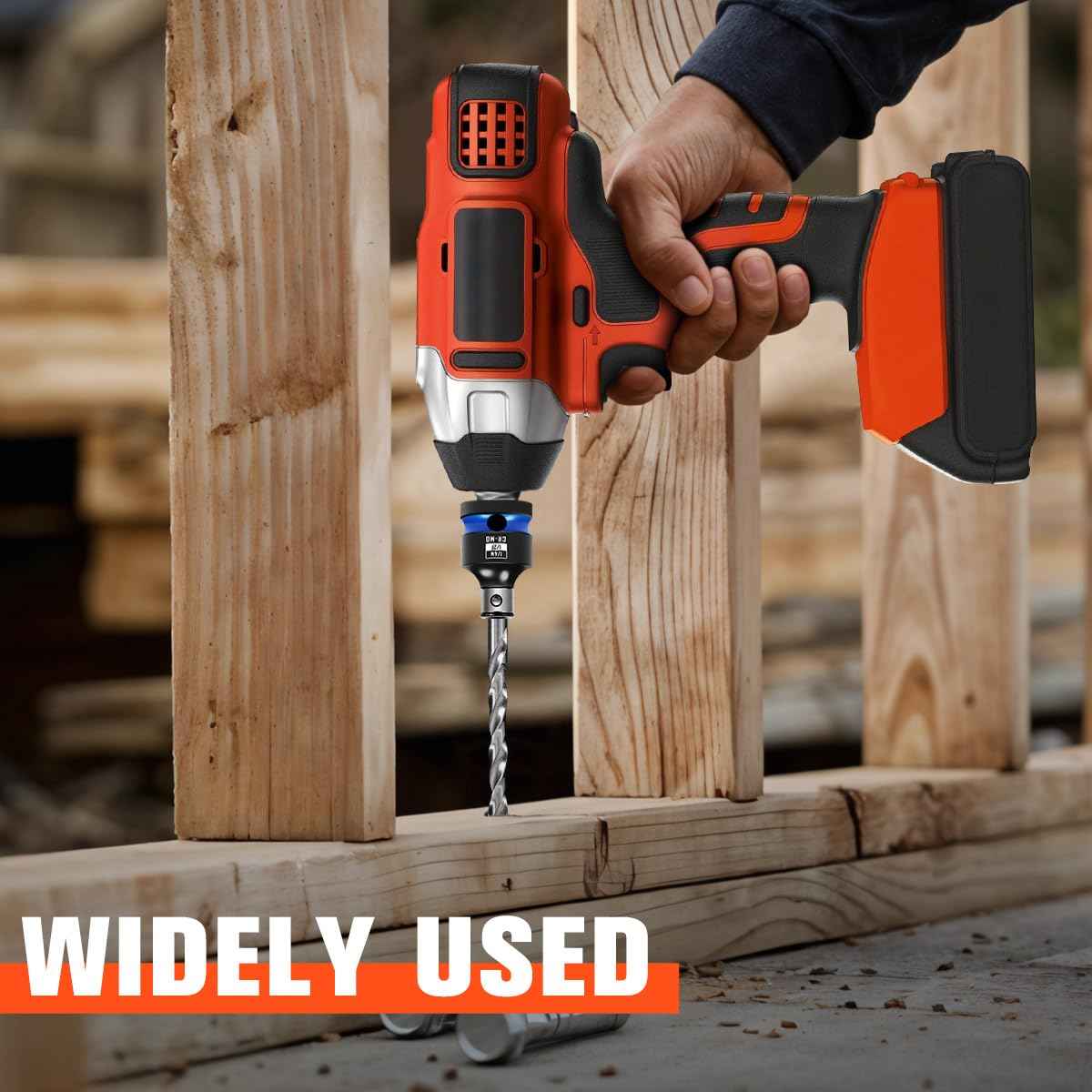 BLACKROBOT 6PCS Impact Bit Holders 1/2 3/8 1/4 Inch Square Drive to 1/4 Inch Hex Socket Adapter for Impact Wrench Ratchet, Cr-Mo