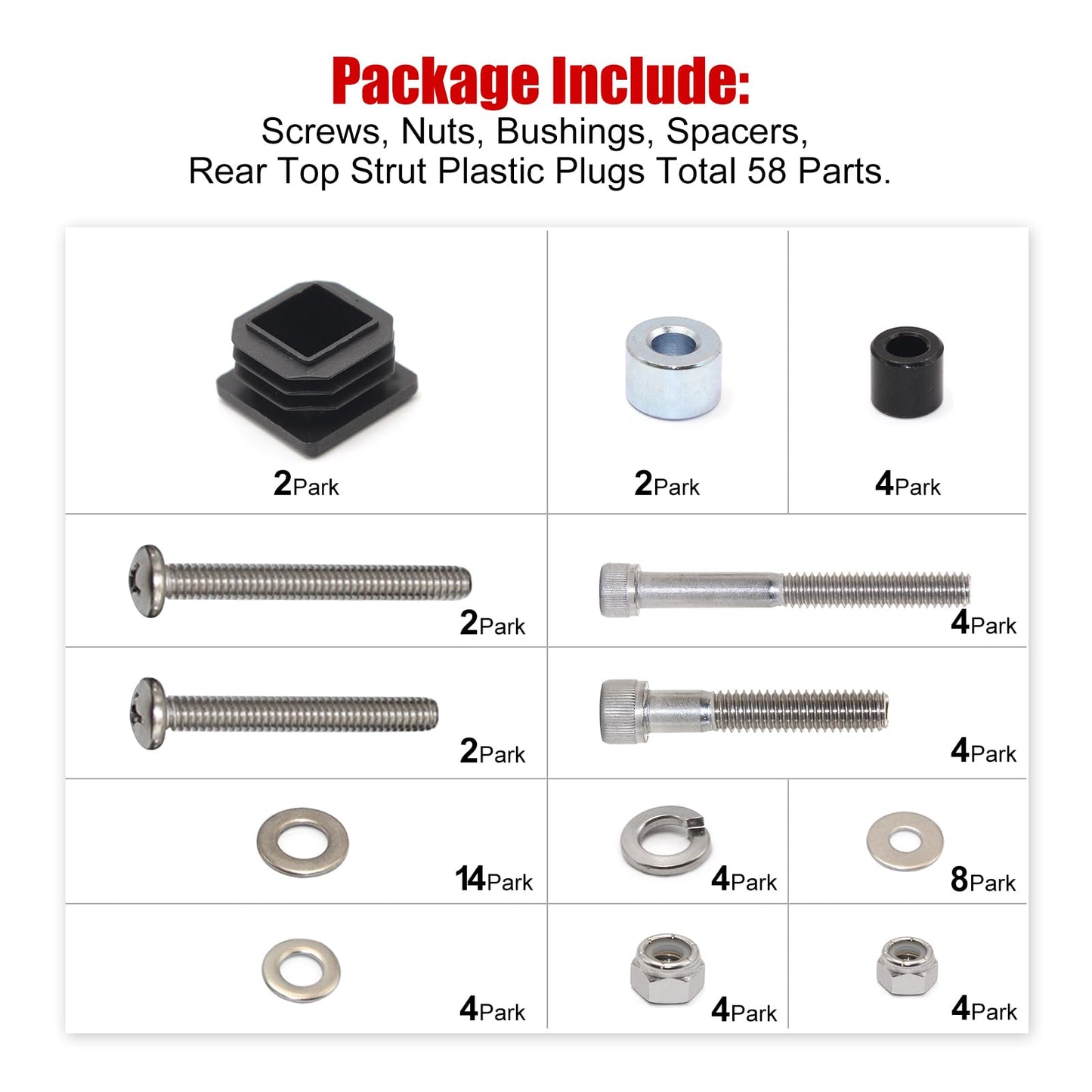 Hardware Kit 75465G01 - Complete with E-Z-GO, Cushman, Textron 54" Cart Shade Top - Durable Metal Strut, Screws & Bushings Replacement