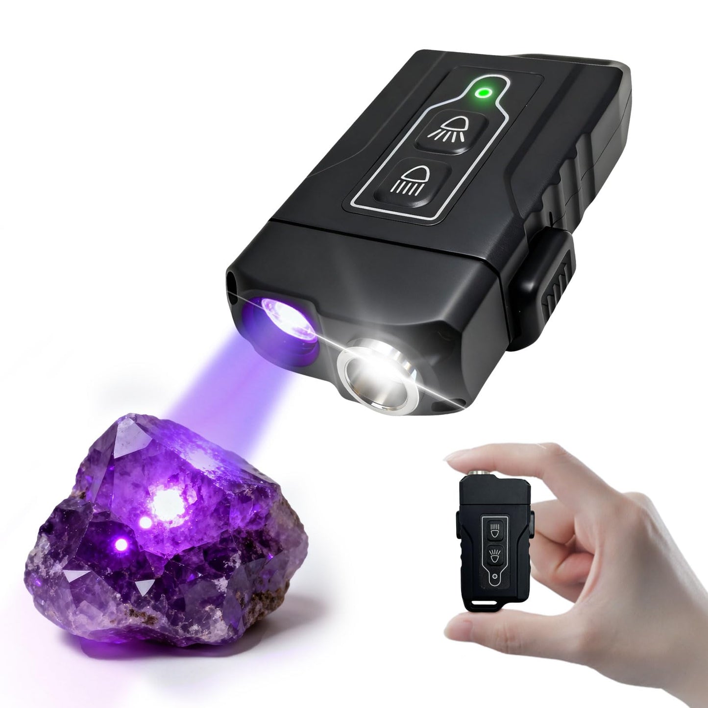 Rechargeable EDC Flashlight, Powerful Flashights，365nm UV Flashlight Black Light，Waterproof Multi-Mode Small Keychain Flashlight for Camping, Emergency，Pet Urine Detection，Resin Curing, Rocks
