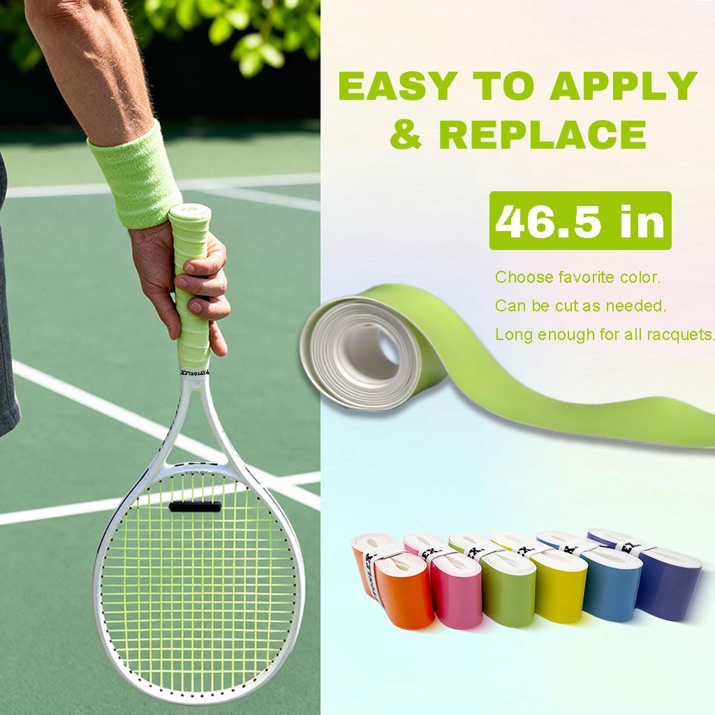 PATTONLEX Tennis & Pickleball Overgrip Tape – 6 Pack Gradient Colors – Non-Slip Grip Wrap