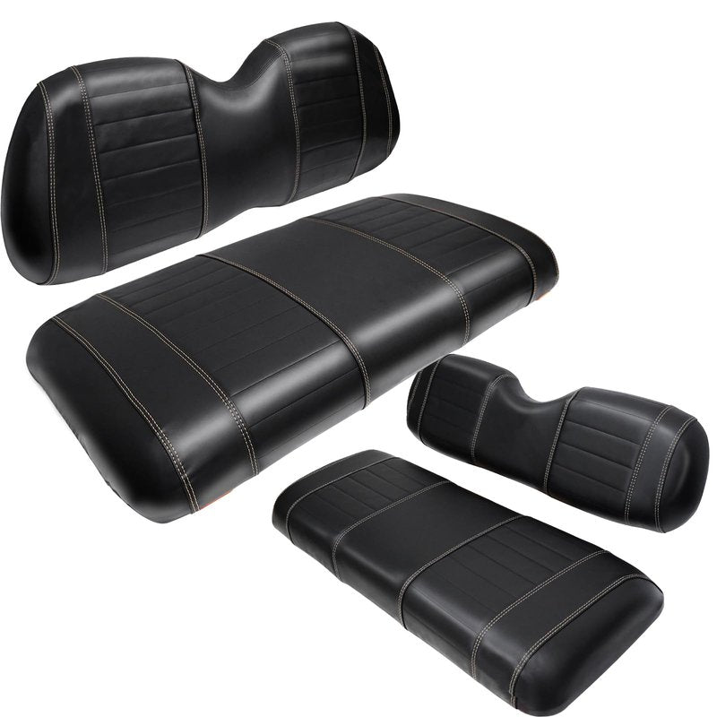 SHUNCHENXIANG 4PCS Golf Cart Seat Covers Kit fits Club Car Precedent 2004+, Black Stitching Breathable Washable Dettachable & Easy to Clean