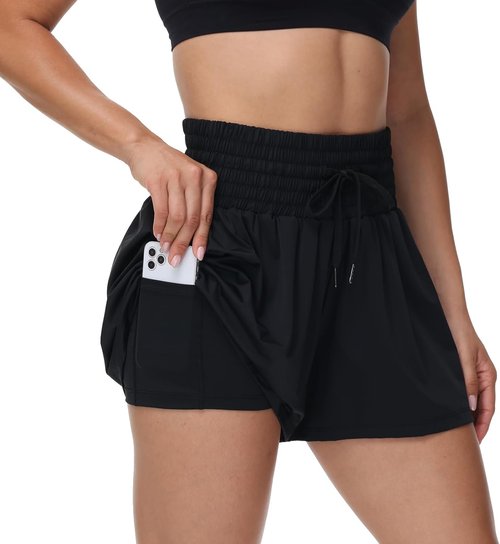 Blaosn Women's High Waist Athletic Shorts - Flowy Gym & Running Skort with Pocket | Casual Summer Wear