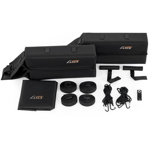 LASUK Universal Car Roof Rack, Soft Roof Rack Pads, Kayak with Tie Down Strap for Surfboard, SUP, Canoe, PP Rope, Quick Loop Strap and Storage Bag