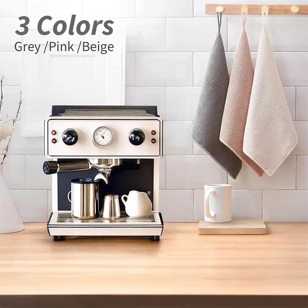 EubooTree Barista Towel 6 Pack, Extra Thick Microfiber Coffee Cleaning Cloths, Espresso Machine Accessories for Coffee Bar, Steam Wand, Countertop, Milk Frother, 12”x12”