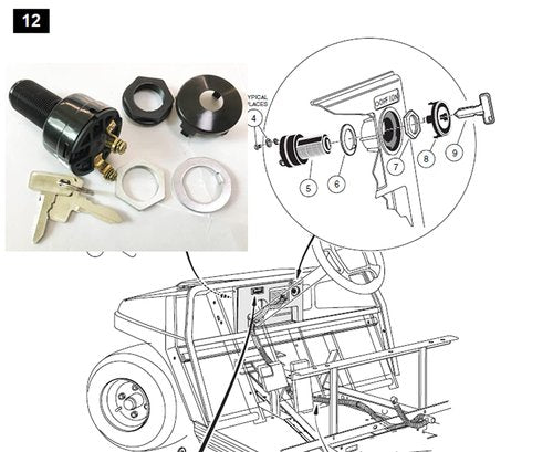 Dr.Acces Golf Cart Ignition Key Switch | Starter Switch for Club Car DS Electric Golf Cart 1996-Up | 36-48 Volts OEM# 101826201