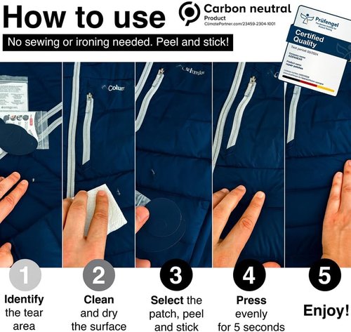 aZengear Repair Patches - Waterproof Self-Adhesive Fabric for Jackets, Shoes & Tents | Navy Blue