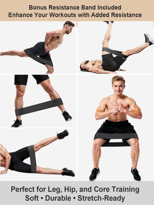 Pelvic Floor Exercise Devices 77 lb Adjustable Kegel Inner Thigh Exerciser and Hip Trainer Workout Equipment for Home Postpartum Recovery Women Men, with Band, Black