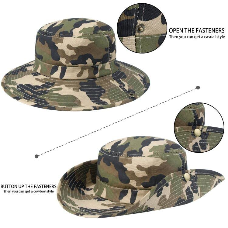 Kids Camouflage Bucket Sun Hat - UV Protection, 5-9 Years