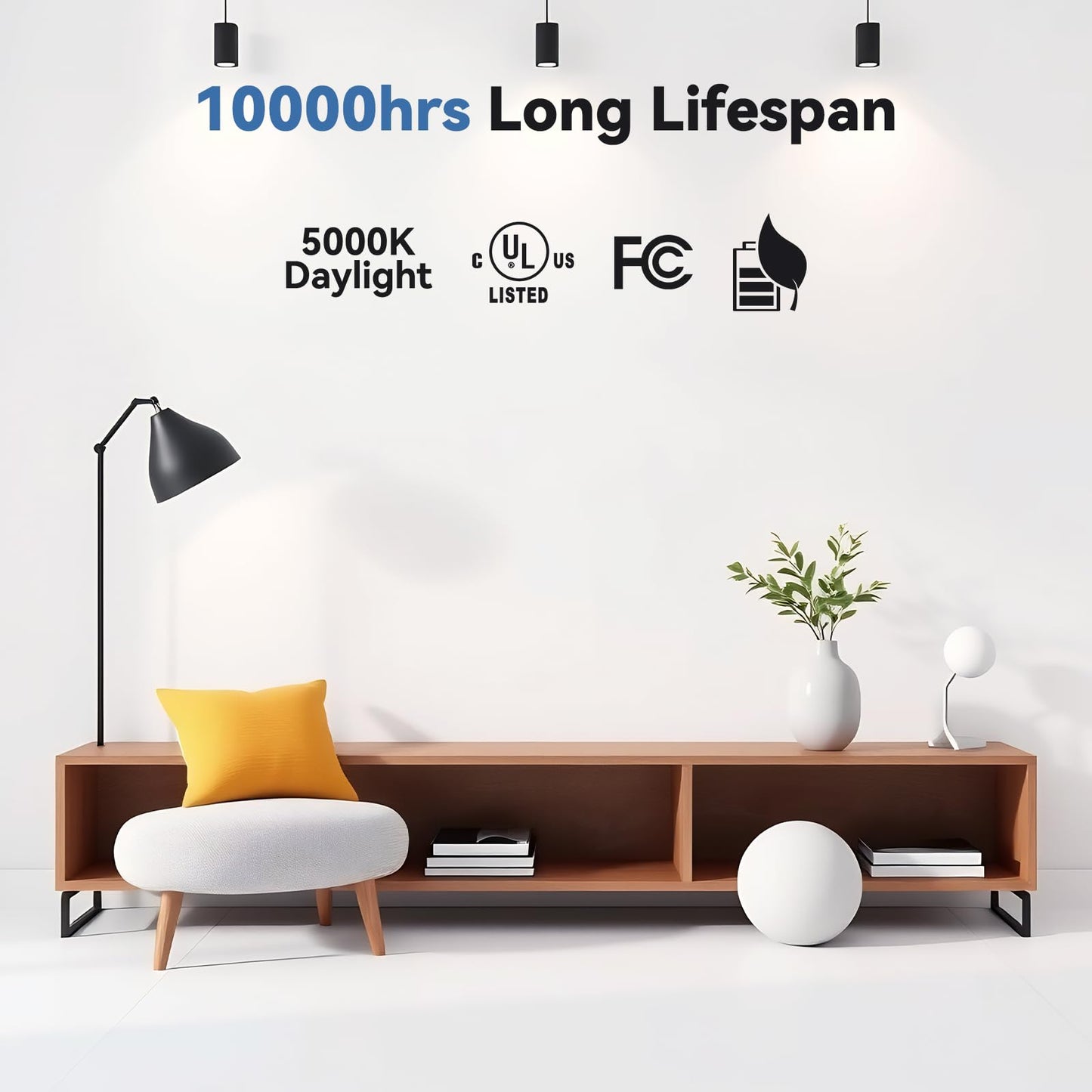 novapollo A19 LED Light Bulbs,60 Watt Equivalent LED Bulbs,Daylight White 5000K LED Lights for Bedroom,760LM Non-Dimmable,9W E26 LED Lights,4-Pack