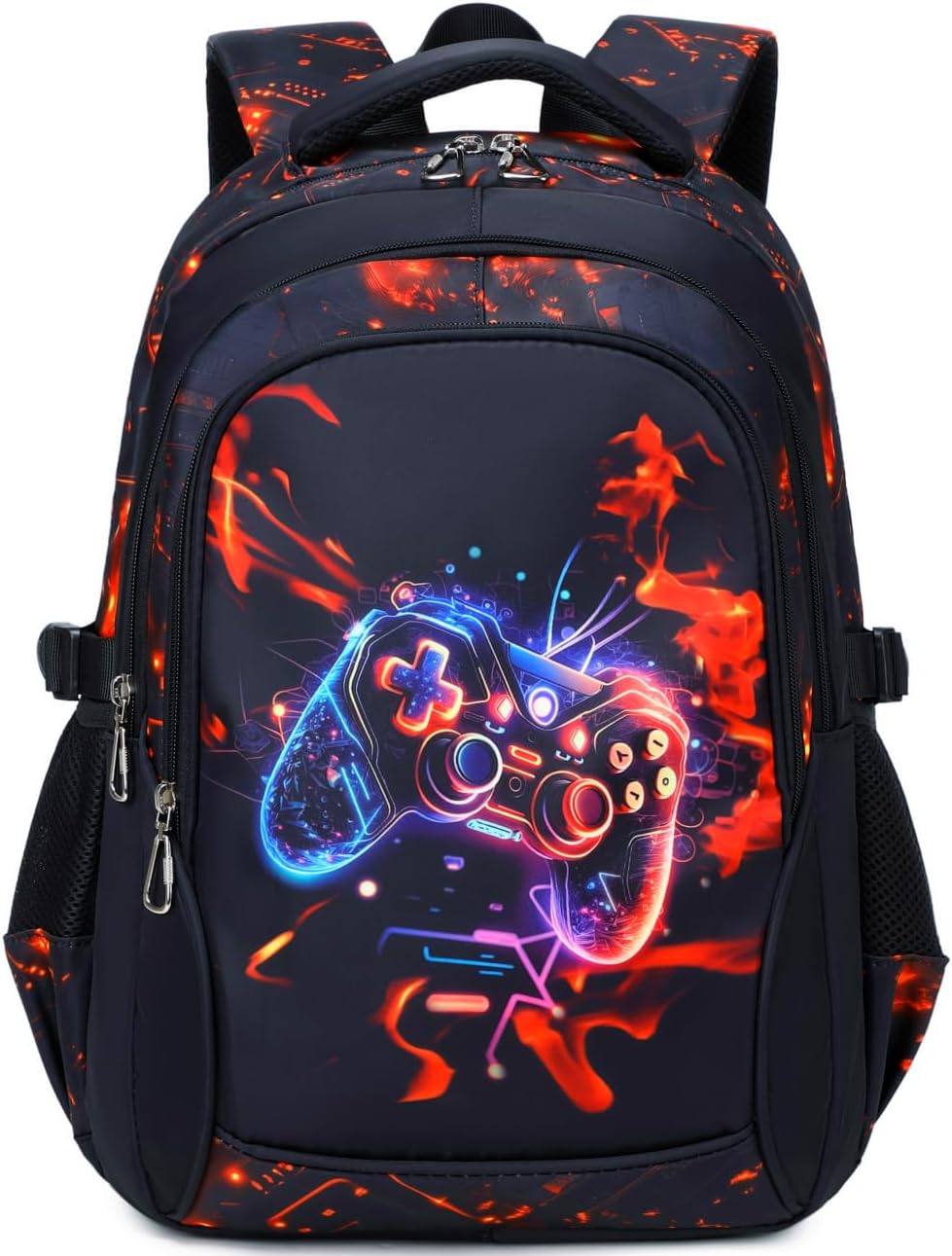 Skiennix Boys Backpack - Waterproof School Bookbag for Elementary & Middle Kids - 18 Inch, Red Game
