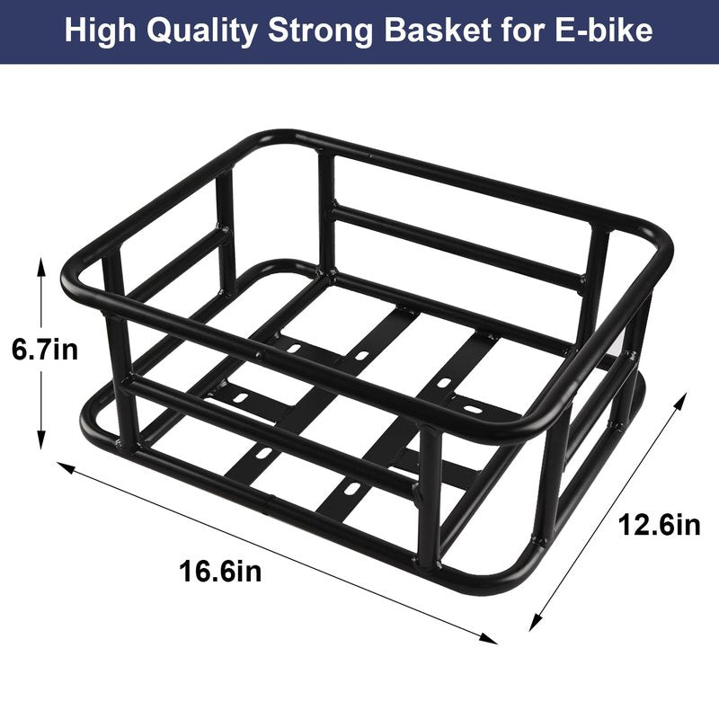 Rear Rack Bike Basket, Large Rear Bike Basket with Liners & Cargo Net & 2 Rain Covers, Heavy Duty Metal Bicycle Basket for Bicycle, Ebike, Electric Bike
