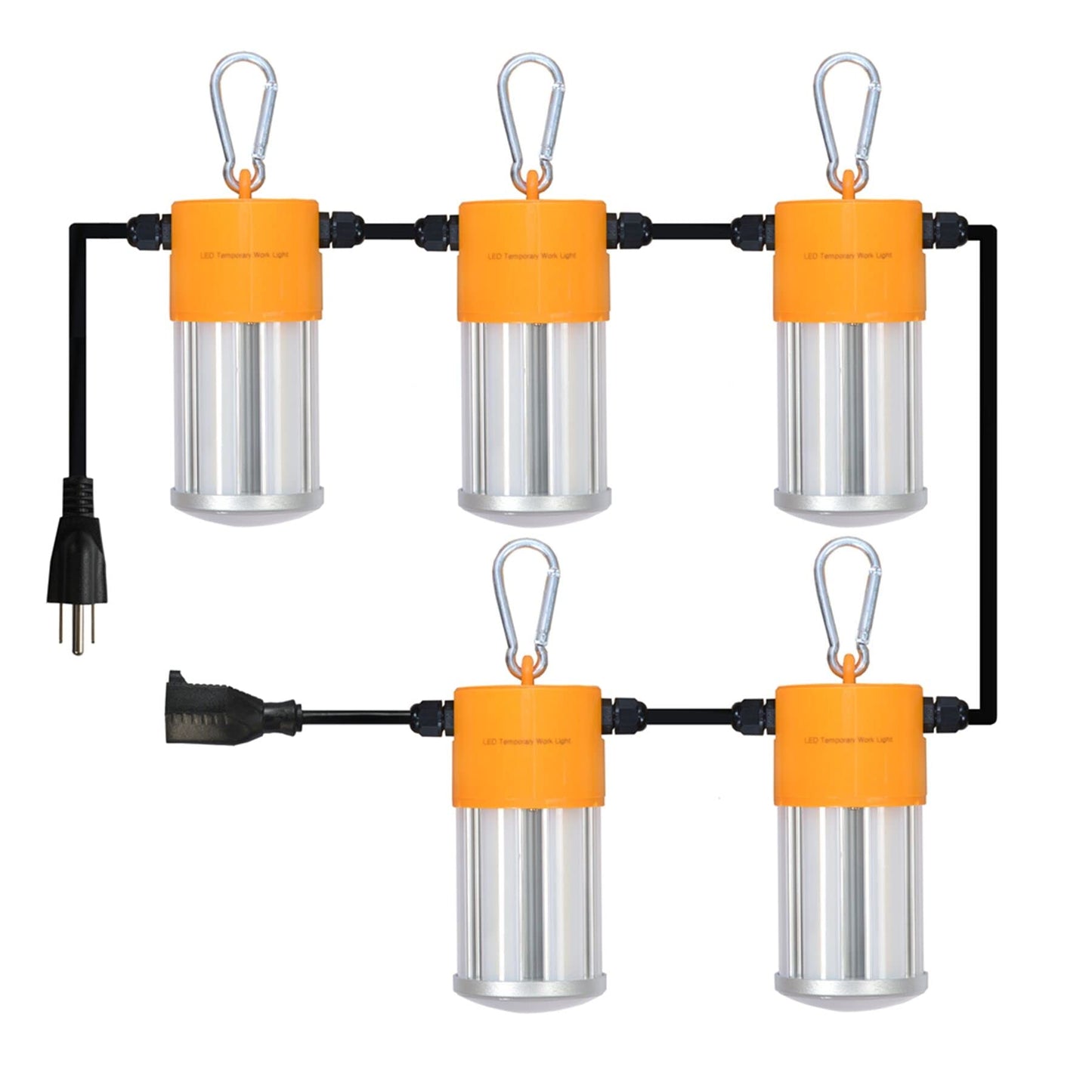100W LED Temporary Construction String Light,50FT LED Suspended Jobsite Light with Plug,Linkable Temporary Work Light -12500LM