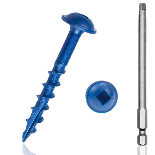 LUPANTER #8×1 Inch Pocket Hole Screws,500 Pcs,Exterior Wood Screws for Wood Working with Blue Coated,Square Drive Head…