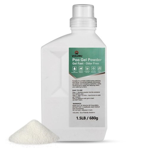 VOLUNU 1.5LB Pee Powder Gel & Poo Gel Powder - Urine Solidifier & Odor Neutralizer | Portable Toilet Powder & Camping Toilet Gel for Home Patient Care, Pet Accidents, Outdoor Travel & Emergency Kits