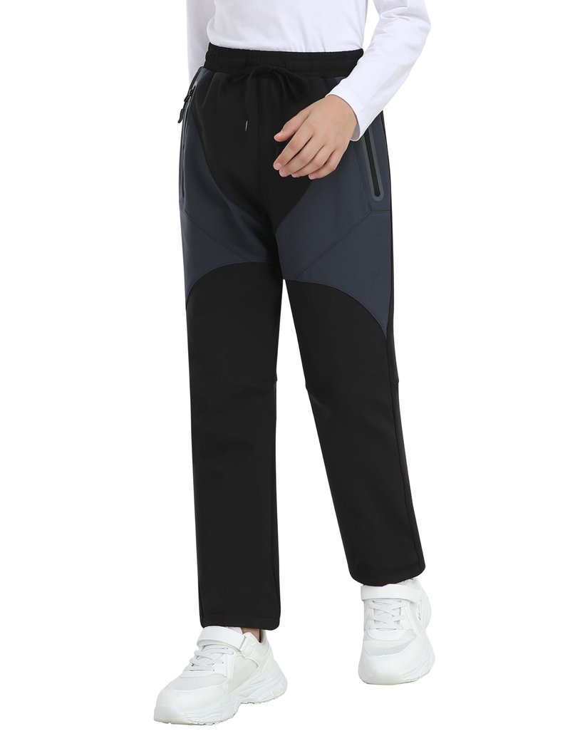 MoFiz Kids Winter Fleece Hiking Insulated Snowboard Pants Kids Girls Waterproof Snow Ski Pants Black 18-20