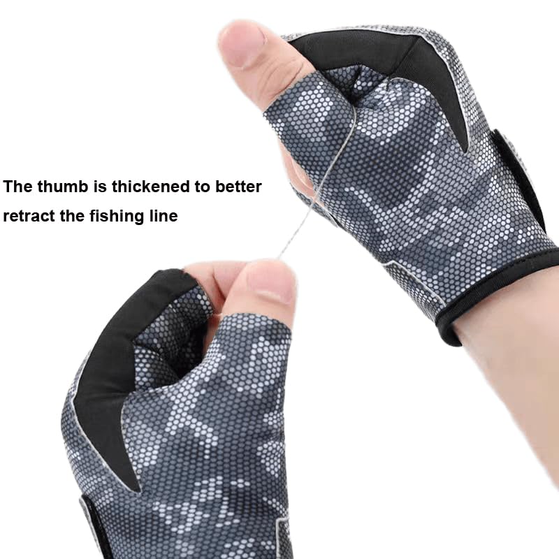 Half-Finger UPF50+ Fishing Gloves - Black / Large