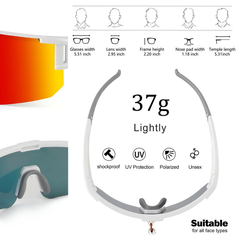 BangLong Sports Cycling Sunglasses for Adults and Youth - UV Protection Wrap Around Sunglasses for Running Biking Baseball Golf