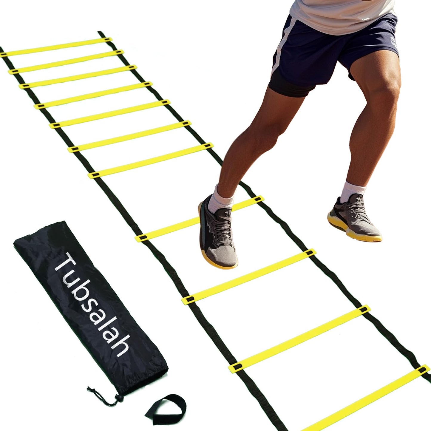 Tubsalah 20ft Adjustable Agility Ladder with Carry Bag Training Equipment for Footwork Drills