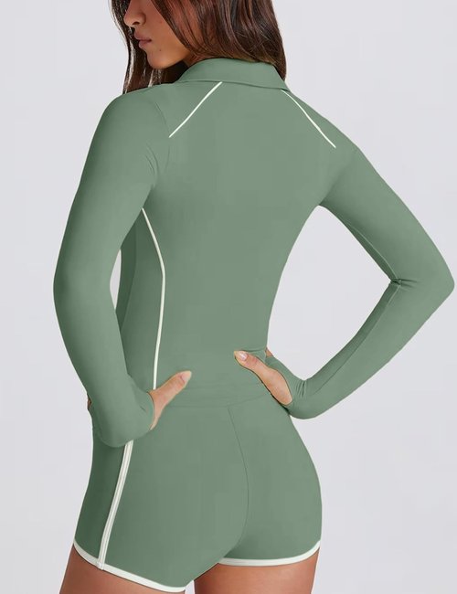 Lviefent Women's Zip Up Active Jacket - Color Block Slim Fit Long Sleeve Workout Top with Thumb Holes