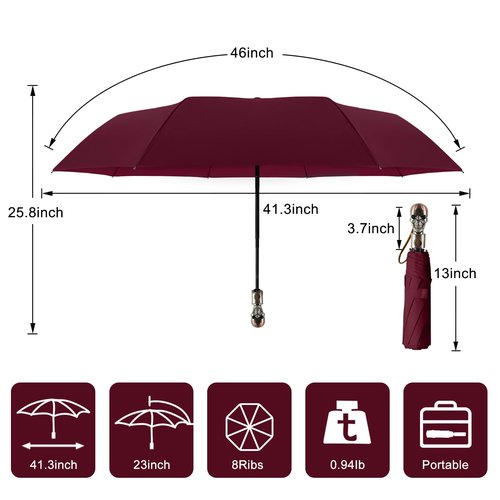 Lejorain Skull Umbrellas for Rain Windproof - Mens Womens Black Automatic Strong Compact Umbrella Heavy Duty