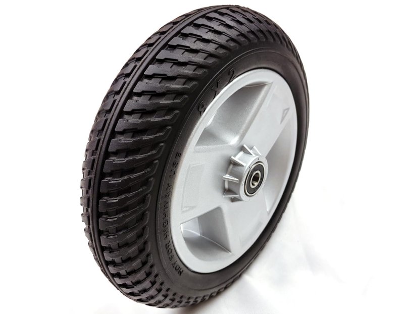 Mobility scooter replacement wheel,8"x2" (200x50) Flat-Free Front Wheel Tri-Spoke Rim for Go-Go & Pride 3-Wheel Travel Mobility Scooters (WHLASMB1872),W/bearing,Silver+Black,1Ea