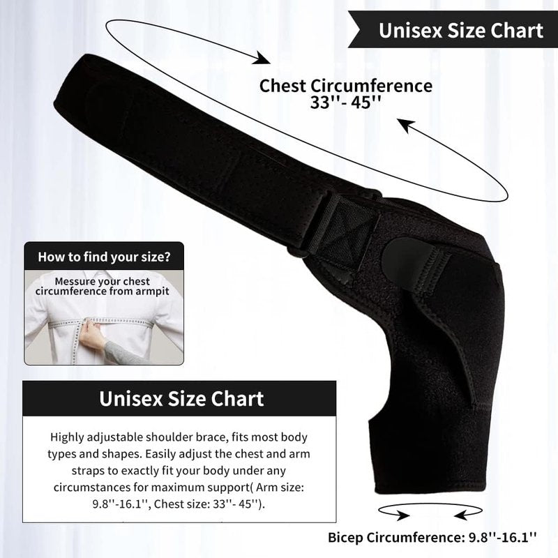 Shoulder Brace for Men and Women - Rotator Cuff Brace Compression Sleeve for Torn Rotator Cuff, Arm Sling Dislocated AC Joint, Injuries Shoulder Support Wrap for Pain Relief.