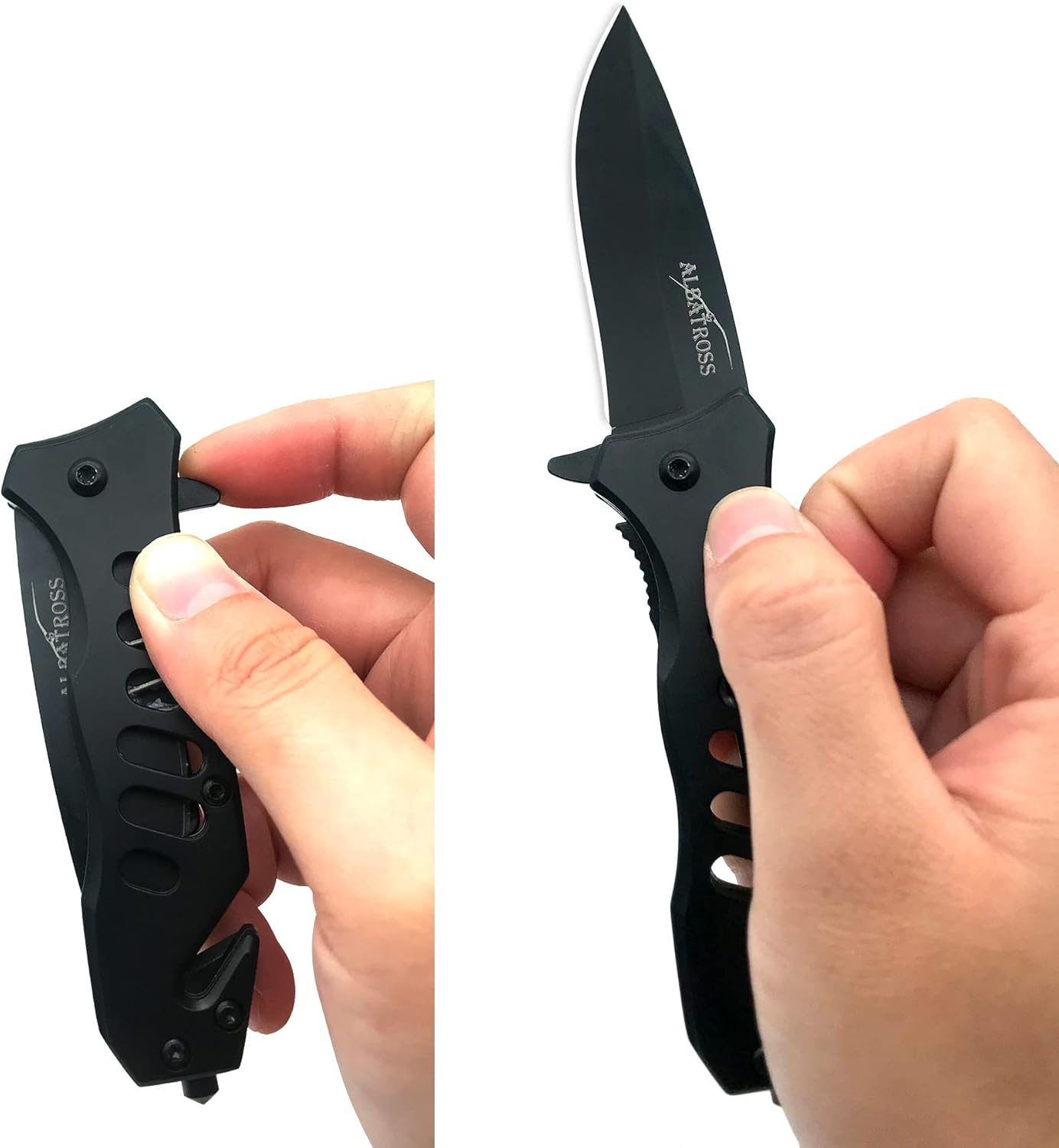 ALBATROSS Tactical Folding Pocket Knife - SpeedSafe Spring Assisted, Glass Breaker & Seatbelt Cutter