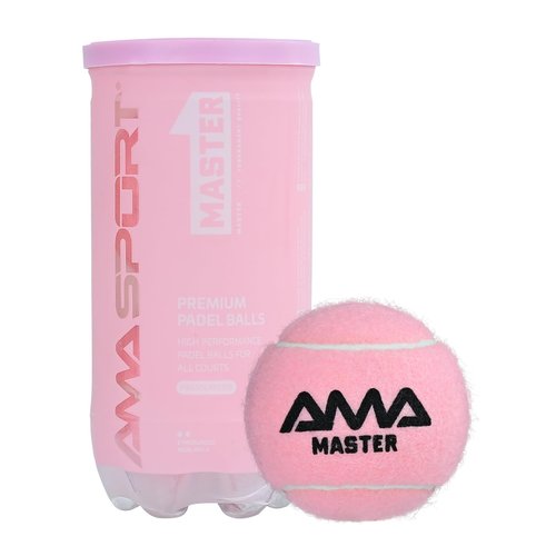 AMA SPORT Padel Balls 1 Tube of 2 Pressurized Padel Tennis Balls Meets Competitions and Tournaments Standards Suitable for Any Surface or Sites (Pink Master)
