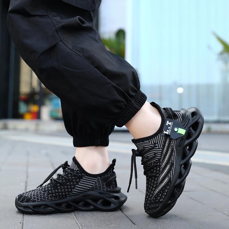 GLYGML Kids Shoes for Boys Girls Running Tennis Sneakers Athletic Walking Gym Sports Lightweight Breathable for Toddler/Little Kid/Big Kid All Black Size 3