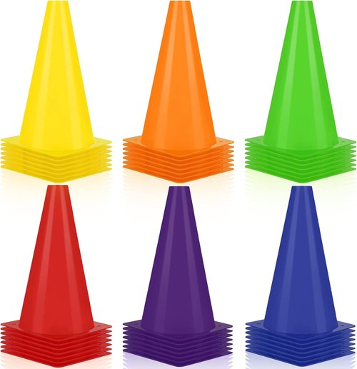 Hoteam 30-Piece Traffic Cones Set - 9-Inch Plastic Safety Cones for Agility Training & Sports Drills
