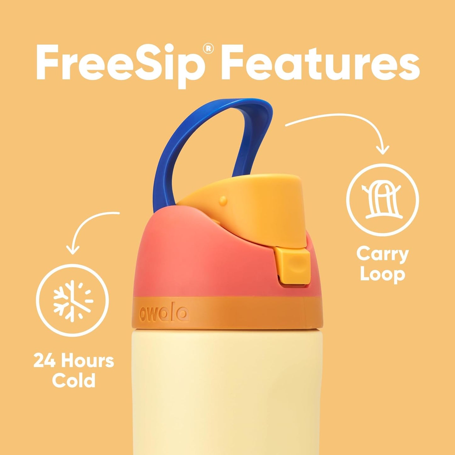 Owala Kids FreeSip Water Bottle - Insulated Stainless Steel, BPA-Free, 16 oz, Misty Horizon
