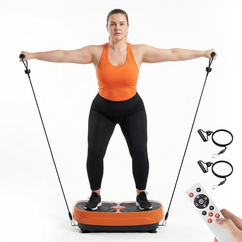 GORISE Vibration Plate Exercise Machine - Full Body Fitness Platform for Lymphatic Drainage & Weight Loss | Remote Control, Orange