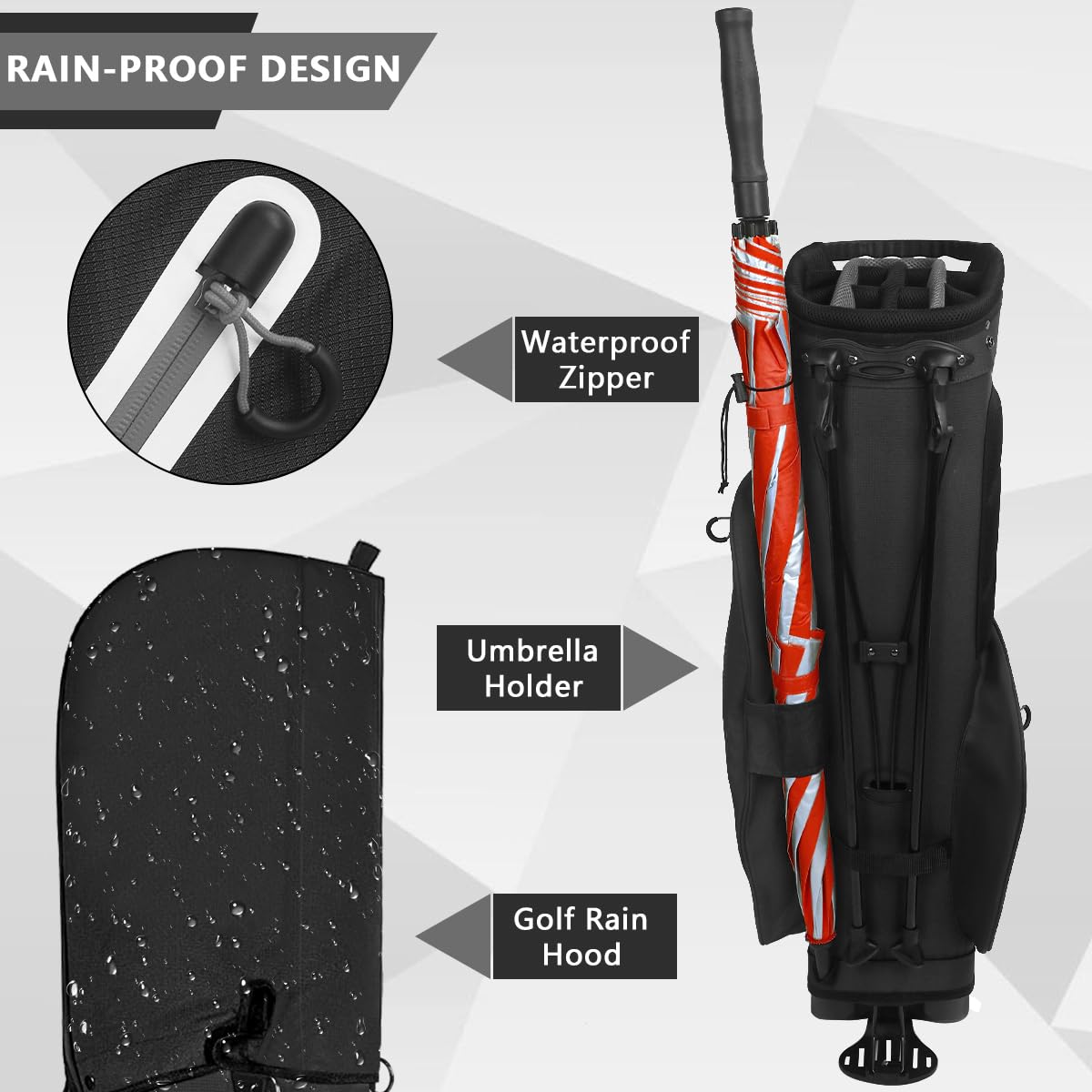 LOVACE 14-Way Golf Stand Bag, Lightweight Golf Bag with Stand for Men and Women (Black)
