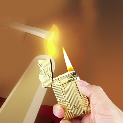 Laicengo Sanji Lighter, Vintage Trench Lighter, Butane Refillable Lighters, Copper Gas Lighters for Men Dad Husband (Fuel Not Included)